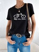  Casual Cartoon Short Sleeve Women T-Shirts 2207