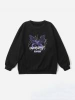 Black Regular Fit Long Sleeve Women Sweatshirts 8478