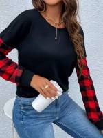  Round Neck Long Sleeve Black Women Clothing 3143