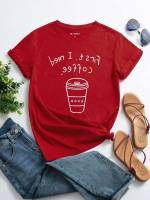  Round Neck Graphic Short Sleeve Women T-Shirts 5332