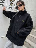 Long Casual Funnel Neck Long Sleeve Women Sweatshirts 6992