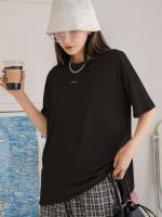 Round Neck Black Regular Fit Women Clothing 696