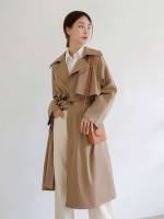 Long Long Sleeve Elegant Button Front Women Trench Coats 715