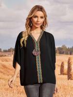  Oversized V neck Women Blouses 476