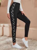  Casual Graphic Cropped Women Leggings 9353