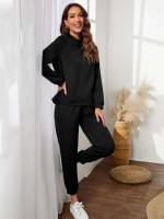 Long Sleeve Black Women Co-ords 8244