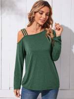 Asymmetrical Neck Long Sleeve Regular Fit Casual Women Clothing 4553