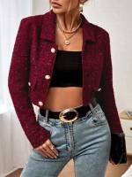 Collar Fake Pockets Long Sleeve Women Jackets 5292