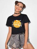  Halloween Round Neck Short Sleeve Women Tops, Blouses  Tee 5625