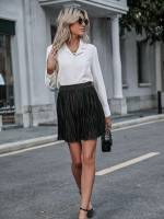 Pleated Short Women Clothing 5742