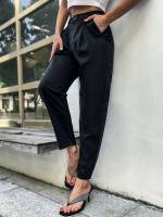 Plain  Pocket Women Suit Pants 2133