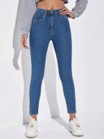  Cropped Plain Women Jeans 344