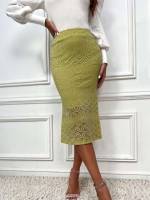 Elegant Plain Midi Women Skirts 824