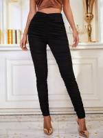 Plain Ruched Long Women Clothing 4544