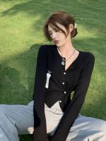 Crop Long Sleeve Regular Fit Plain Women Tops, Blouses  Tee 4665