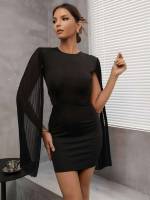 Glamorous Round Neck Black Slim Fit Women Dresses 6720