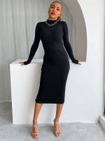  Black Midi Backless Women Knitwear 8526