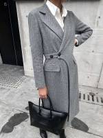  Long Sleeve Lapel Midi Women Overcoats 2184