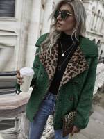 Regular Long Sleeve Lapel Leopard Women Clothing 142