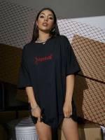  Oversized Long Black Women Tops, Blouses  Tee 5020