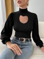 Slim Fit Elegant Black Long Sleeve Women Clothing 5284