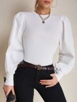 Black Stand Collar Rib-Knit Women Clothing 1383