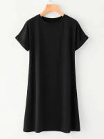  Black Short Sleeve Round Neck Women Clothing 824