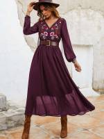 Floral Long Sleeve Boho Women Dresses 7035