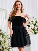 Short Black Off the Shoulder Plain Women Dresses 9664