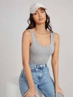 Plain Scoop Neck Slim Fit Crop Women Tops, Blouses  Tee 70