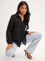  Collar Regular Black Women Blouses 1057