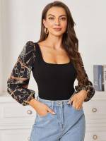  Chain Print Elegant Black Women Tops 12