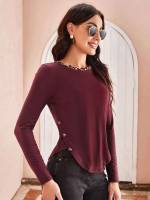 Slim Fit Crop Round Neck Women Tops, Blouses  Tee 8296