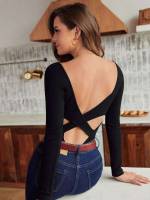  Black Criss Cross Sexy Women Jumpsuits  Bodysuits 969