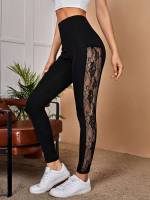 Contrast Lace Cropped Women Leggings 821