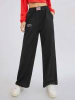  Pocket Loose Black Women Sweatpants 1394