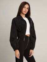 Long Sleeve Crop Plain Women Jackets 1502