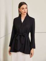 Long Sleeve Black Regular Fit Women Outerwear 2915