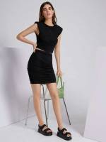 Sleeveless Slim Fit Black Women Clothing 1111