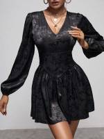  Black V neck Women Clothing 258