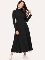  Scallop Plain Long Women Dresses 7674