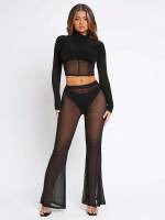  Black Sheer Women Clothing 8556