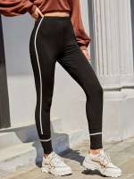  Black Plain Sporty Women Clothing 3042