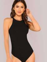  Regular Fit Round Neck Black Women Jumpsuits  Bodysuits 204