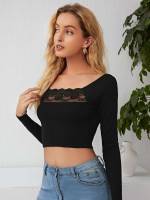 Crop Long Sleeve Black Women Clothing 96