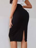  Black Split Thigh Women Clothing 6638