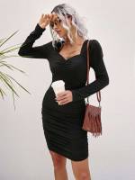 Casual Sweetheart Slim Fit Plain Women Dresses 3929