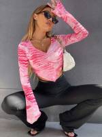 Long Sleeve Casual Slim Fit Crop Women Tops, Blouses  Tee 5143