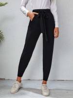 Pocket  Plain Women Sweater Pants 8228