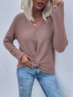 Casual Long Sleeve Regular Notched Women Clothing 4879